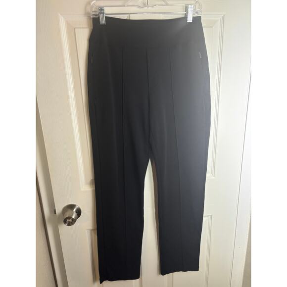 $109 Athleta Eastbound Straight Pant Black Ponte Tencel Spandex Travel Pockets 6 - Picture 3 of 9